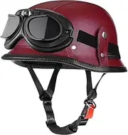 German Style Motorcycle Hel-met Thin Skull Cap Half for Adult Men Women Retro for Cruiser Scooter DOT Approve Novelty Half Shell Hel-met Retro Face for Chopper