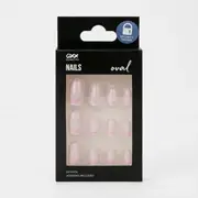 OXX Cosmetics 24 Pack False Nails with Adhesive - Oval Shape, Butterfly Shimmer