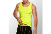 Mens Tradie 2 Pack Sizes S-2XL Cotton Tank Work Singlets Hi Vis Fluro Yellow (3SC)
