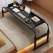 Overbed Table with Wheels, Care Table on Wheels, Height Adjustable Desk, PC Table Over Bed, Computer Desk, Mobile Laptop, Notebook Stand for Bedroom/Hospital(B)