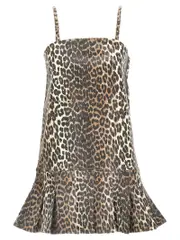 [Ganni] Ganni-Leopard Mini Dress Gonne Multicolor-Donna 40EU Multicolor