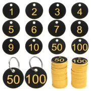 Numbers Key Tags, 1-100 Plastic ID Hang Tag with Metal Ring(Black & Yellow)