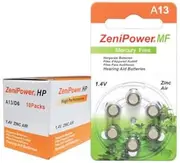 ZENIPOWER Hearing AID Battery A13 Size 13 Pack of 10 of 6 = 60 Batteries