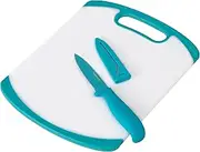 Farberware Paring Knife and Cutting Board Set, White/Blue