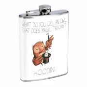 Owl Pun Em1 Flask 8oz Stainless Steel Hip Drinking Whiskey