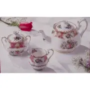 Royal Albert Lady Carlyle Tea Set Teapot Sugar Creamer Bone China NEW Vintage