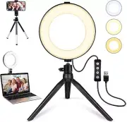2 in 1 LED 6" Ring Light with Tripod Stand & Clamp for YouTube Video and Makeup,