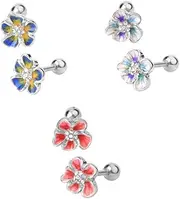 [Blue Palm Jewelry] Sets of 16 Gauge 1/4 Inch 316L Stainless Steel Labret Barbell Bumble Bee or Dragonfly or Flowers Monroe Lip Ring Tragus Helix Cartilage Earring Stud Internal Threaded Barbell