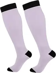 [Caihoyu] Solid Color Pure Plain Orchid Women's Compression Socks Soft Circulation Long Socks Long Socks Girls Camp Socks for Girls Baseball, Multi