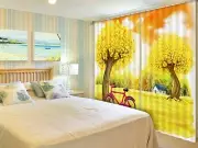 3D Yellow tree6 Blockout Photo Curtain Printing Curtains Drapes Fabric Window AU