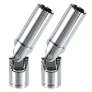 2pcs 3/8" Drive Universal Joint Socket 14mm 6-Point Rotation Swivel Flex Socket