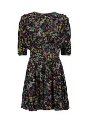 Black Music Note Graphic Print Dress