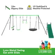 Lifespan Kids Lynx 4 Station Swing Set with Slippery Slide