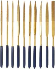 10Pcs Titanium Coated Mini Diamond File Set for Metal Jewelry Glass Wood-3x140mm