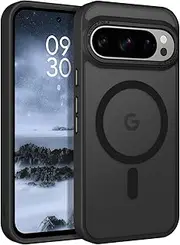 [YINLAI] Magnetic Case for Google Pixel 9/9 Pro Case 2024, [Compatible with MagSafe] Skin-Friendly Touch Slim Shockproof Protective Phone Cases for Google Pixel 9/9 Pro 6.3", Translucent Matte Black