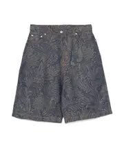 Etro Jacquard Logo Patch Denim Bermuda Shorts 33,30,31,32 ocean blue