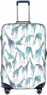 [pvinnk] Giraffe pattern Print Protective Luggage Cover Elastic Washable Suitcase Travel Gear Protector, White, Large