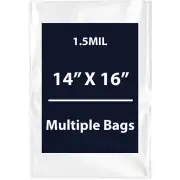 1.5Mil 14" X 16" | LDPE Clear Flat Poly Bags, Flexible & Durable | Multiple Bags