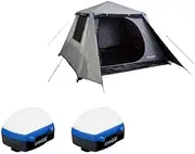 Kings 4-6 Person Tent Polyester Quick Set up+ 2X Rechargeable Lantern Light