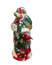 Blue Sky Clayworks Christmas Red Cardinal Tea Light Candle Holder Handpainted