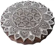 5 Inch Popular Large Printing Block Mandala Round Pattern Big Wooden Stamp