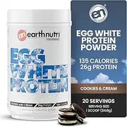 EarthNutri - Egg White Protein Powder Supplement for Pre, Intra or Post Workout, 26g of Protein Per Serving, Supports Muscle Growth & Recovery, No Artificial Additives - Cookies 20 Servings (640g)