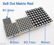 50pcs 8x8 Dot Matrix Red LED Display Common Anode Cathode 1.9mm/3mm/3.7mm/5mm