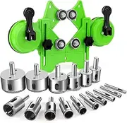 CHAOFLIGHT Diamond Hole Saw Kit, 17 PCS Tile Hole Saw Kit with Double Suction Cups Guide Jig Fixture,Suitable for Glass, Porcelain Tile, Ceramic, Grantite, Marble