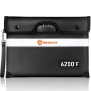 6200°F Upgraded Fireproof Money Bag with Lock, Fireproof Bag for A5 Documents...