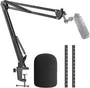 AT2020 Mic Boom Arm Stand with Pop Filter, Compatible with Audio-