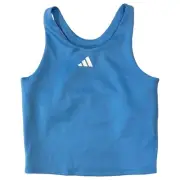 Adidas Girls Blue Racer Back Work Out Athletic Tank Top Built In Bra