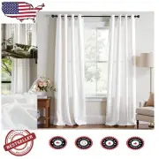 Luxurious White Velvet Light Filtering Grommet Curtains - 108" Length, 2 Panels