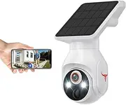 Novaquill 1080p WiFi Security Camera with Solar Panel, Battery Powered, Pan Tilt, AI Motion Detection, Night Vision, 2-Way Talk, IP65, Cloud Storage, 2.4GHz WiFi Only