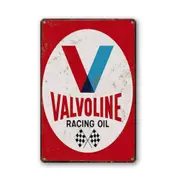 3x Valvoline Racing Oil Tin Sign Red V Flag Metal Man Cave Shed Garage