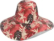 [Yoogain] Jungle Red and Black Foldable Womens hat for Beach Vacation Decorative Wide Brim Visor hat for Curly Hair Women Folding Sombrero de Playa para Mujer, Jungle Red and Black, One Size