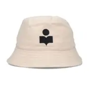 Isabel Marant Hailey Logo Embroidered Bucket Hat Ecru Black 141006618