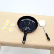 1/12 Scale Frying Pan and Spatula Poached Eggs Set Micro Landscape Life Scene