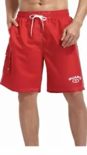 Adoretex Swimwear Mens Guard Board Short Swimsuit Red, Size Large NWT