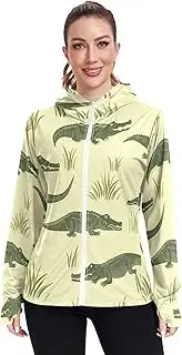 [RPLIFE] Alligators Yellow Spf Jacket Women, Upf 50+ Fishing Shirts Women, S-XXL