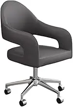 Adjustable Task Chairs Modern Office Chair Makeup Chair 360° Swivel Computer Chair Mid Back Chair Comfy Ergonomic Rolling Vanity Chair with Wheels(Gray)