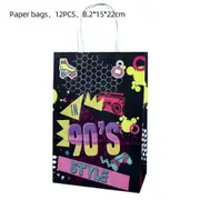 12pcs Back to the 90's Retro Theme Paper Lolly Loot Bags Party Gift Bags Party Favour