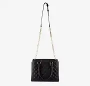 NWT STEVE MADDEN Bvida Black Quilted Satchel Bag w/ detachable gold chain handle