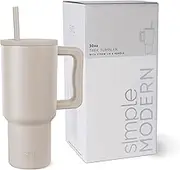 Simple Modern 30 oz Tumbler with Handle and Straw Lid | Insulated Cup Reusable Stainless Steel Water Bottle Travel Mug Cupholder Friendly | Gifts for Women Men Him Her | Trek Collection | Almond Birch
