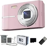 AuraCamss Camera, 50MP Camera, Anti-Shake FHD 1080P Portable Small Cameras,16x Digital Zoom,2.4 Inch LCD Screen (Pink)