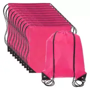 Drawstring Backpack Bags, 20 Pack Sports Cinch Sack Draw String Bag, Rose Red
