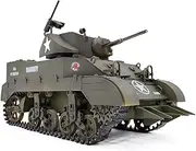 FunXylophy RC Tank, 1:16 US M5A1 Stuart Remote Control Light Tank Model with Sound Light Effects, Telescopic Smoking Exhaust RC Military Vehicle for Adult (Pre-Made Shadow/Two Batteries)