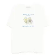 [pushBUTTON] White Hand Drawing Grying Girl T-Shirt