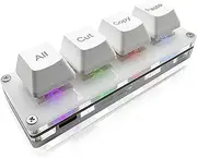 Mini 4-Key Select-All Cut Copy Paste Macro Pad Ctrl A X C V Shortcut One Handed Keyboard RGB Gaming Mechanical Keyboard OSU Keypad Programmable Keyboard for Working and Gaming. (White)
