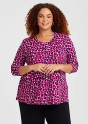 [TS] Taking Shape Natural Kendi Geo Top Size 16 in Print, Viscose - Plus Size Women's Clothing Print