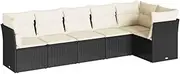 vidaxl Modular Garden Sofa Set - Black Poly Rattan Patio Furniture with Cushions & Storage, Outdoor Lounge for Garden/Terrace, Weather-Resistant & UV-Resistant, Customizable Design - 6 Pieces